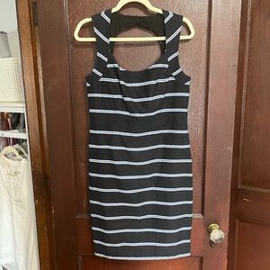Size 8 Ann Taylor navy striped sheath dress